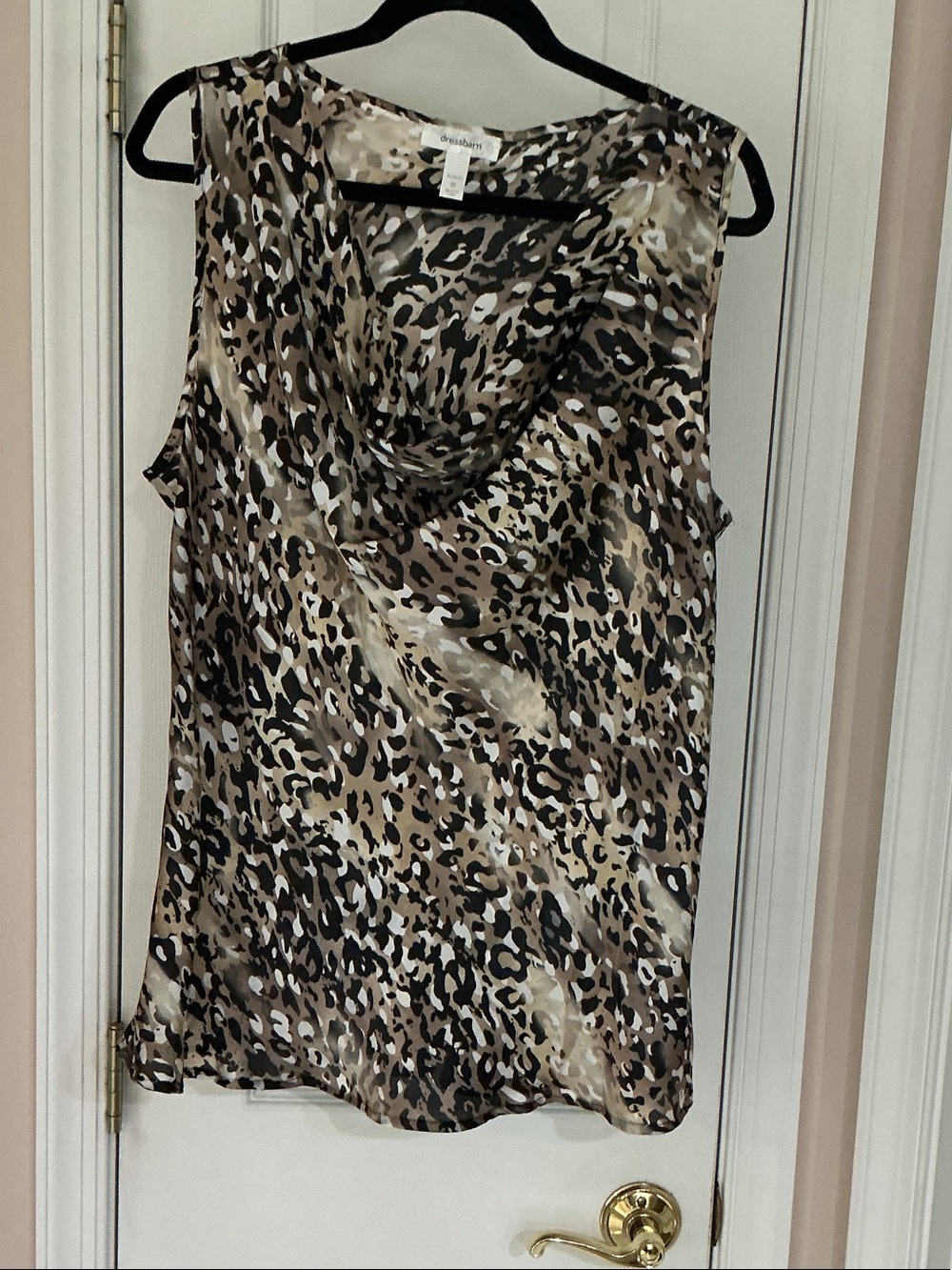 Dress Barn Brown and Black Leopard Print Cowl Neck Sleeveless Blouse 2X